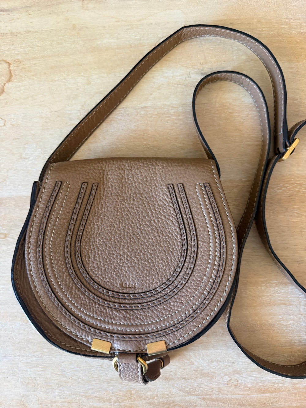 Chloe Brown Leather Marcie Small Saddle Crossbody Bag